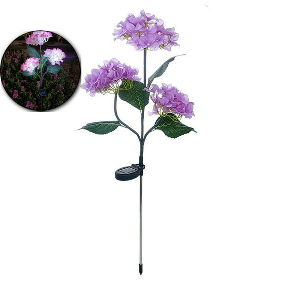 VQPeo Solar Flowers Outdoor Waterproof, 3-Head Hydrangea with Muti Color Light, Garden Yard Pathway Decorative Solar Flower Lights