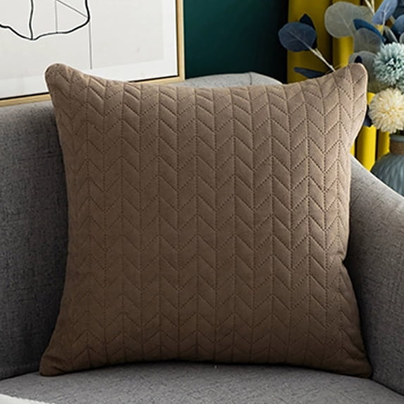 VQPeo Solid Color Velvet Pillowcase, Pleated Sofa Cushion Cover, Lumbar Support Waist Pillow Cover for Office & Home Decor, 17.72 × 17.72 Inch