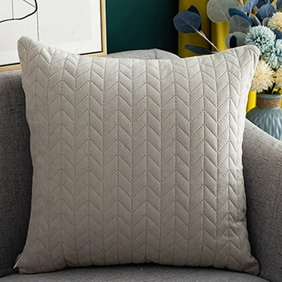 VQPeo Solid Color Velvet Pillowcase, Pleated Sofa Cushion Cover, Lumbar Support Waist Pillow Cover for Office & Home Decor, 17.72 × 17.72 Inch