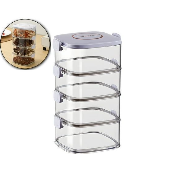 VQPeo Spice Jars Seasoning Containers, Stackable Airtight Seasoning Organizer Bottles with 2 Snap Lids, Small Food Storage Containers for Snack Fruit Sugar Tea Coffee