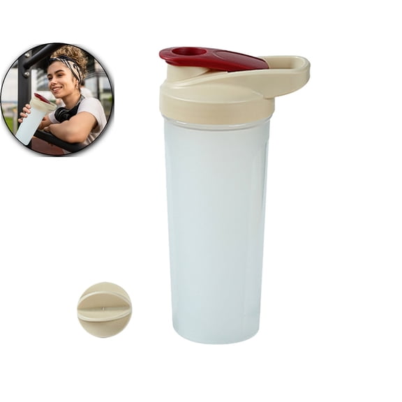 VQPeo Sports Water Cup - Handheld Fitness Sports Water Cup 800ml Shaking Cup with Mixing Ball Scale Mixing Cup