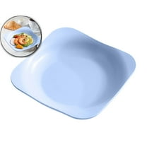 VQPeo Square Lightweight Wheat Straw Plates, Deep Dinner Dishes, Camping Dinnerware for Serving Pasta Fruit(Blue)