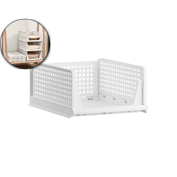 VQPeo Stackable Clothes Storage Basket Organizer Sliding Cabinet Drawer Shelf DIY Divider Separator Desktop Container for Wardrobe Cupboard Kitchen Bathroom Office
