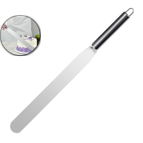 VQPeo Stainless Steel Cake Spatula, Angled Icing Spreader Blade, Multifunctional Baking Decorating Tool for Pastry & Home Kitchen Use