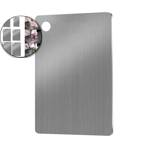 VQPeo Stainless Steel Chopping Board, Double Sided Cutting Board, Kitchen Meat Vegetable Fruit Prep Station for Daily Cooking Prep