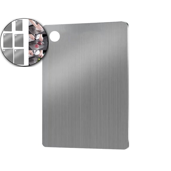 VQPeo Stainless Steel Chopping Board, Double Sided Cutting Board, Kitchen Meat Vegetable Fruit Prep Station for Daily Cooking Prep