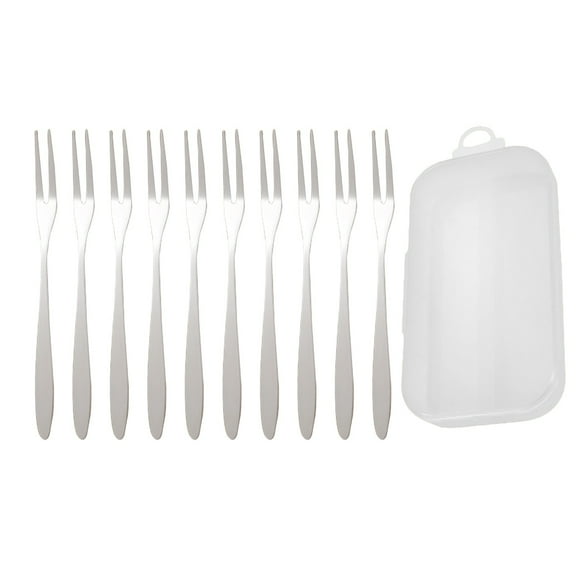 VQPeo Stainless Steel Fruit Fork Set, Wooden Handle Tableware Utensils, Mini Dessert Picks for Parties & Home Dining Use
