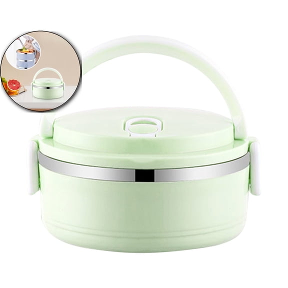 VQPeo Stainless Steel Insulated Lunch Box, Portable Circular Bento Jar, Fresh-Keeping Food Container for Office Workers