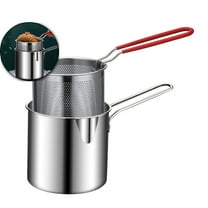 VQPeo Stainless Steel Mini Deep Fryer, Multifunctional Small Cookware Basket, Compact Fry Pan with Basket for Home Kitchen Frying & Grilling Chicken Legs