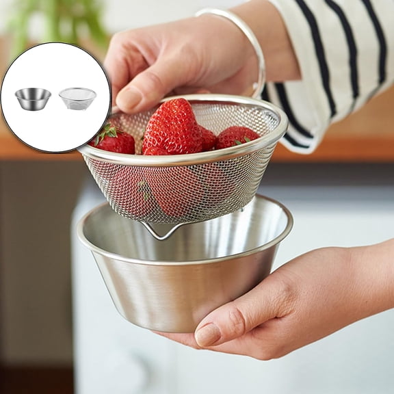 VQPeo Stainless Steel Rice Washing Sieve Strainer Kitchen Mesh Net Strainer Basket Drainer Washing Bowl Sieve Sifter for Vegetable Fruits Rice Washing