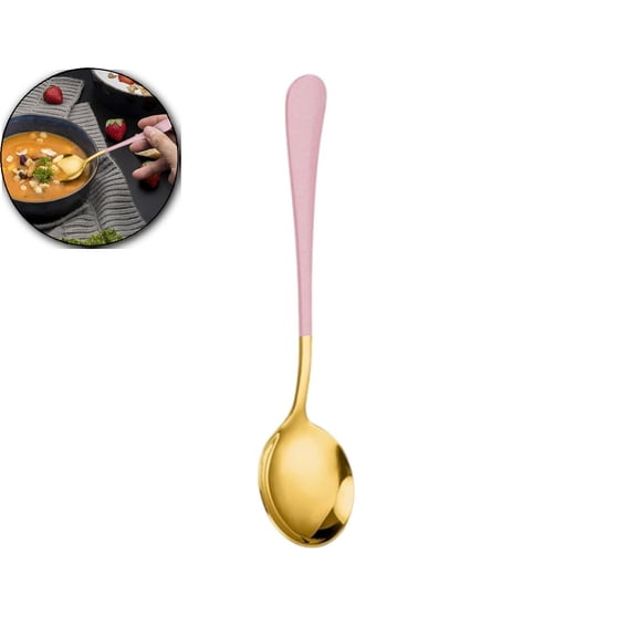 VQPeo Stainless Steel Spoon – Long Handle Round Soup Spoon for Dessert, Watermelon, Stirring & Eating – Durable, Rust-Resistant Kitchen & Dining Spoon