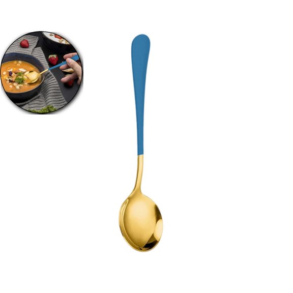 VQPeo Stainless Steel Spoon – Long Handle Round Soup Spoon for Dessert, Watermelon, Stirring & Eating – Durable, Rust-Resistant Kitchen & Dining Spoon