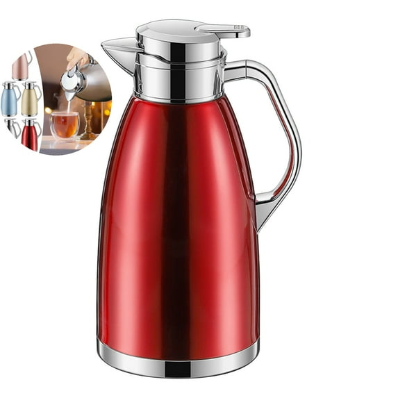 VQPeo Stainless Steel Thermal Carafe, Double Walled Vacuum Insualted Thermos with Lid for Coffee, Tea, Hot & Cold Beverage
