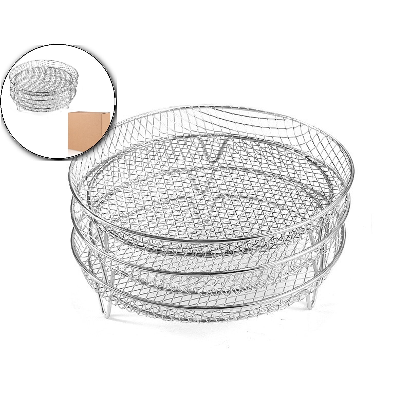 VQPeo Stainless Steel Three-Layer Drying Rack, Stackable Kitchen ...