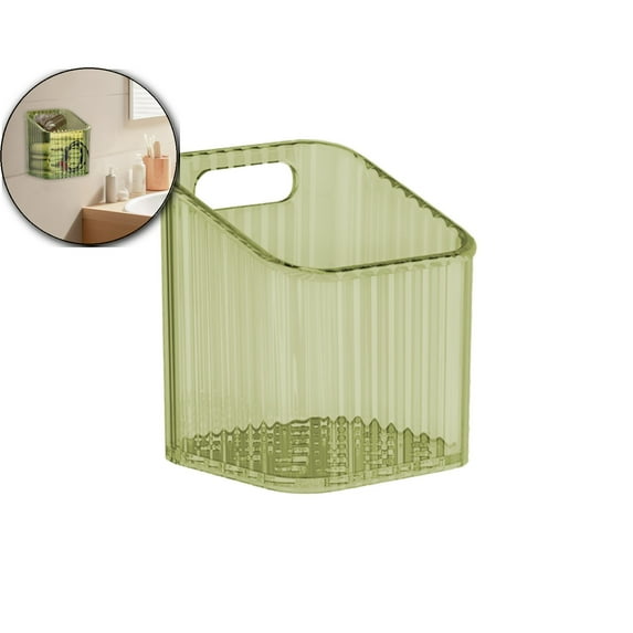 VQPeo Storage Organizer Bins Wall Mounted Shower Caddy, Bathroom Shelves Clear Plastic Toothbrush Holder Hanging Bin for Bathroom, Kitchen, Cabinet, Shower