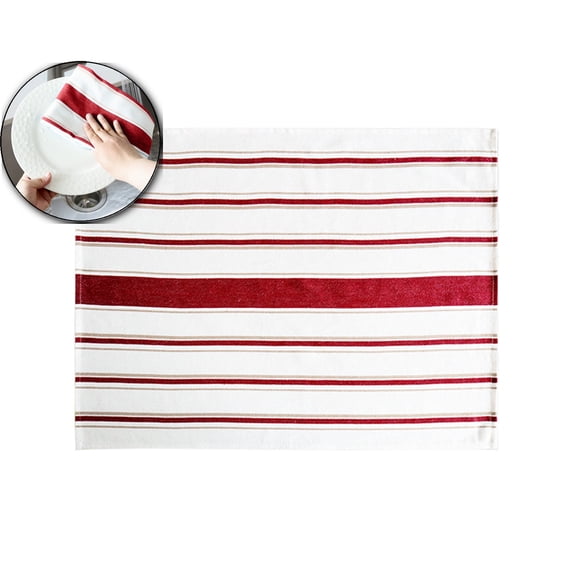 VQPeo Striped Cotton Tea Towel, Absorbent Kitchen Cloth, Multipurpose Fabric Wiping Rag for Daily Dish Cleaning and Countertop Care