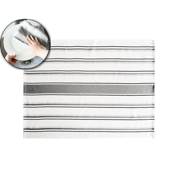 VQPeo Striped Cotton Tea Towel, Absorbent Kitchen Cloth, Multipurpose Fabric Wiping Rag for Daily Dish Cleaning and Countertop Care