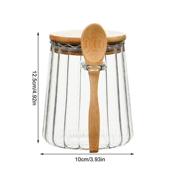 VQPeo Sugar Container Glass Airtight Food Storage Jar with Lid & Spoon - Perfect for Coffee, Tea, Sugar, Candy, or Spice Canister - Coffee Bar Accessories - Coffee Beans & Powder Storage Jar