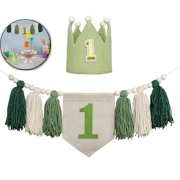 VQPeo Tassel Birthday Banner, First Birthday Highchair Garland, Photo Backdrop Decor for Milestone Celebration
