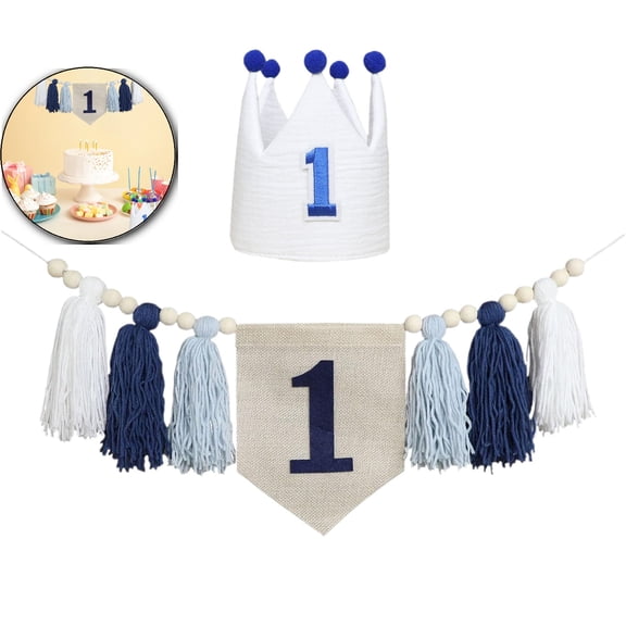 VQPeo Tassel Birthday Banner, First Birthday Highchair Garland, Photo Backdrop Decor for Milestone Celebration