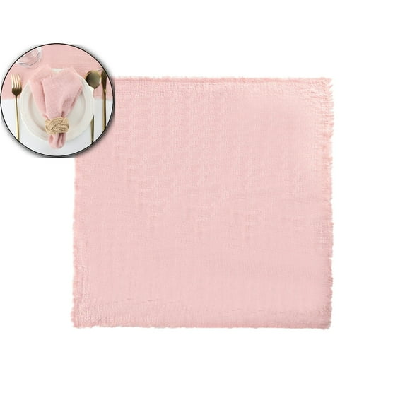 VQPeo Tassel Napkin Cloth – Linen Square Napkin with Fringe Trim for Western Table Setting, Wedding Decor & Home Dining(Pink)