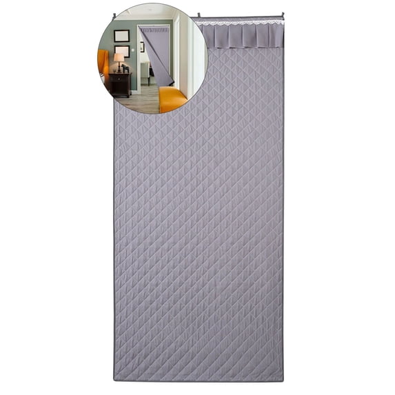 VQPeo Thermal Insulated Door Curtain - Warmth Retainer, Thick Cotton Lined, Windproof, Waterproof, Soundproof, Easy Install