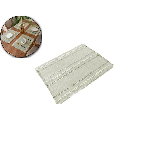 VQPeo Thick Linen Tassel Placemat, Insulated Table Mat, Elegant Dining Napkin for Everyday Meals and Special Occasions