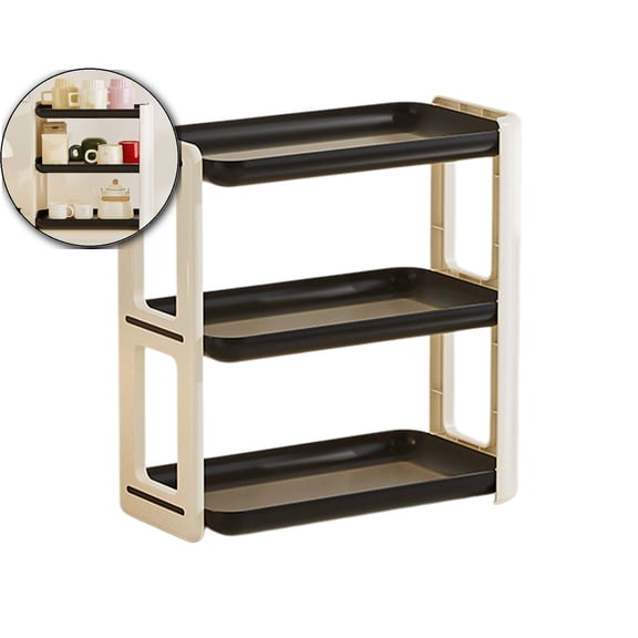 VQPeo Three-Tier Plastic Desk Organizer, Spice Rack Dispenser, Bathroom Countertop Mail Holder for Kitchen Storage