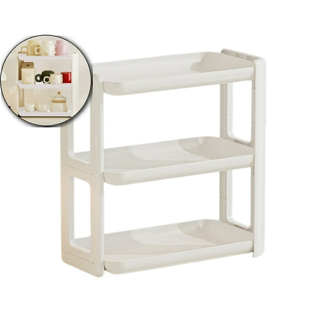 VQPeo Three-Tier Plastic Desk Organizer, Spice Rack Dispenser, Bathroom Countertop Mail Holder for Kitchen Storage