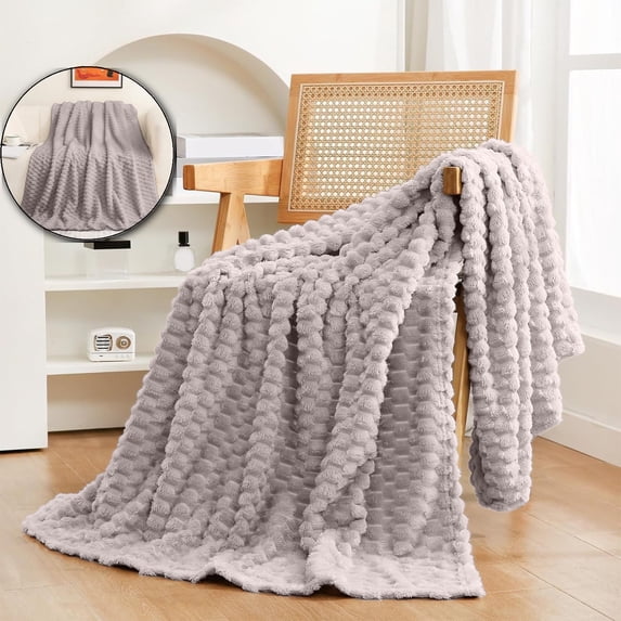 VQPeo Throw Blanket Fuzzy 3D Jacquard Decorative Flannel Fleece Soft Plush Cozy Blanket for Couch Sofa Chair Lightweight