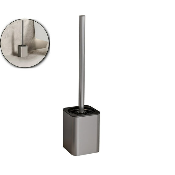 VQPeo Toilet Brush and Holder, Stainless Steel Square Toilet Bowl Brush Freestanding with Lid,Toilet Cleaner Brush Set for Bathroom Storage