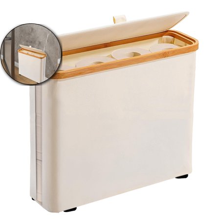 VQPeo Toilet Paper Storage Basket with Lid for 12 Rolls, Bathroom Organizer, Toilet Paper Storage, Transparent Storage Basket, Storage Cabinet for Bathroom