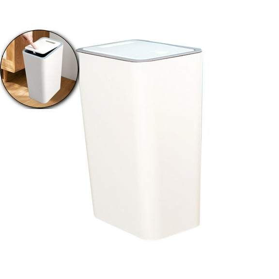 VQPeo Trash Bathroom Trash Can Large Garbage Can with Press Top Lid Toilet Bedroom Living Room Wastebasket with Pop Up Lid Pedal(White)