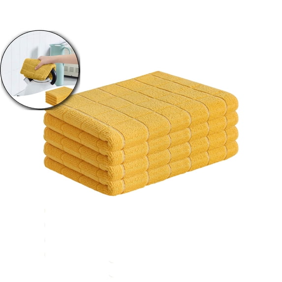 VQPeo Ultrafine Fiber Dish Towel Set, 4 Pcs Highly Absorbent Kitchen Hand Towels, Multipurpose Cleaning Cloths for Table & Glassware Wiping