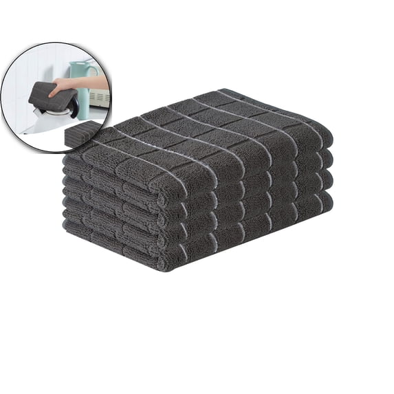 VQPeo Ultrafine Fiber Dish Towel Set, 4 Pcs Highly Absorbent Kitchen Hand Towels, Multipurpose Cleaning Cloths for Table & Glassware Wiping