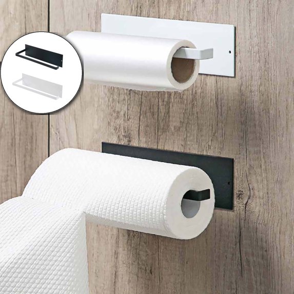 VQPeo Under Cabinet Paper Towel Rack, Wall Mounted Iron Tissue Hanger, Adhesive No-Drill Dispenser for Kitchen & Bathroom Organization