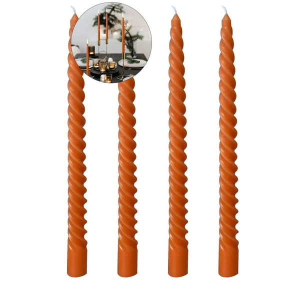 VQPeo Unscented Dripless Spiral Taper Candles - Set of 4 Long Lasting Smokeless Wax Candle Sticks for Holidays, Birthdays, Celebrations, Home Decor & Party Supplies