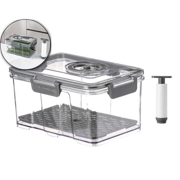 VQPeo Vacuum Sealed Food Storage Container with Pump, Airtight Transparent Kitchen Jar with Lock for Freshness, Freezing & Moisture-Proof Organization