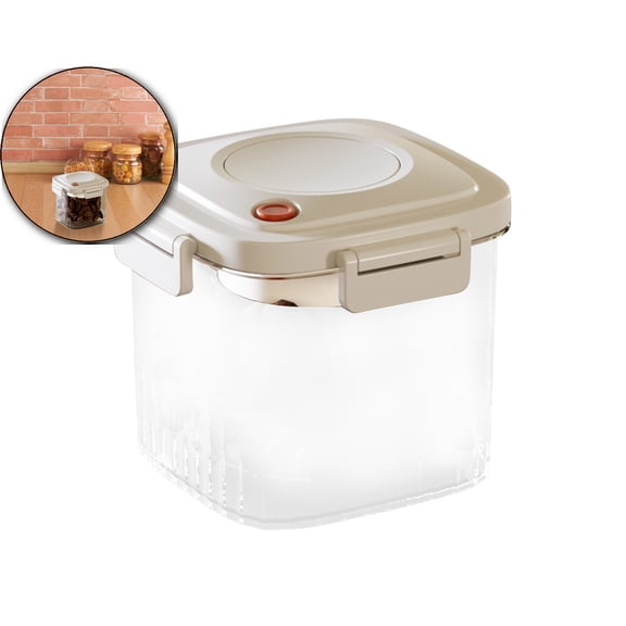 VQPeo Vacuum Sealed Food Storage Containers, Airtight Grain Jars for Rice, Flour, Snacks, Coffee, Transparent Kitchen Pantry Organizers with One-Button Pressurized Lid