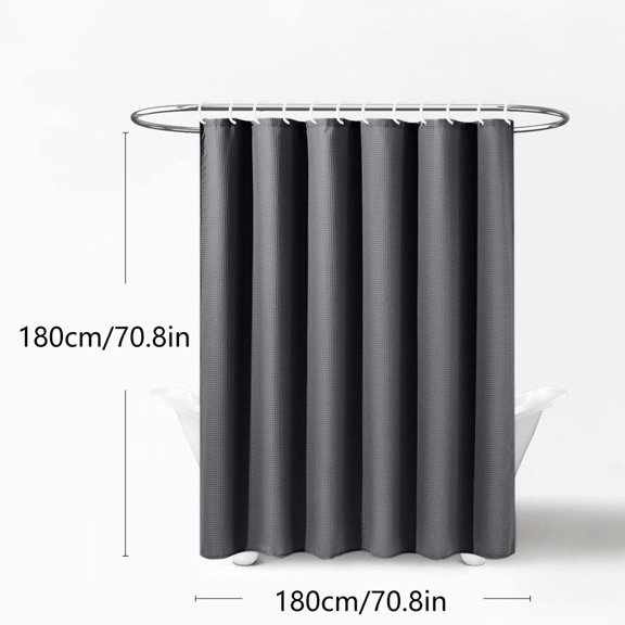 VQPeo Waffle Textured Shower Curtain Set, 71x71 Inch, Hotel Luxury Grade Waterproof & Rust-Resistant, Includes 12 Hooks