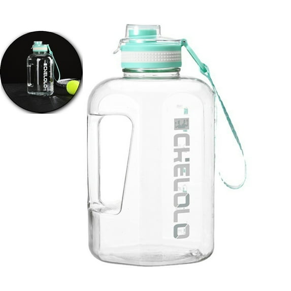 VQPeo Water Jug with Flip-top Lid and Handle Strap, Leak-proof Reusable Time Marker Reminder Large Capacity Water Bottle for Outdoor Sports Gym Hiking