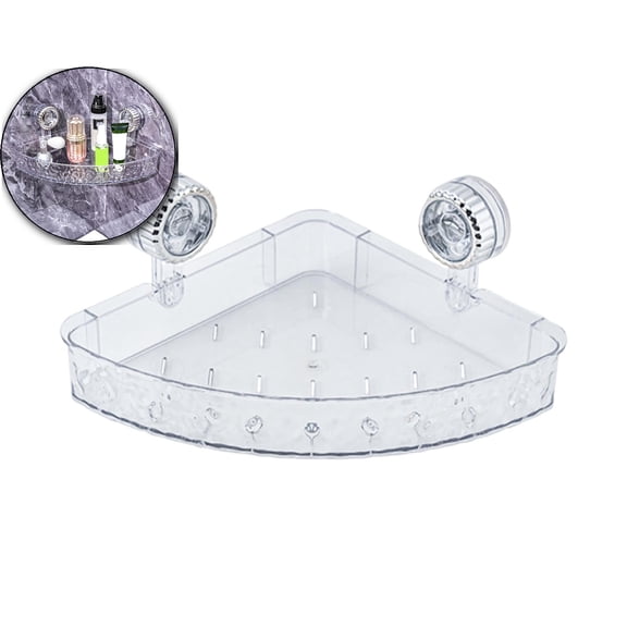 VQPeo Water Ripple Suction Cup Shelf, No-Drill Wall Mount Rack, Mobile Bathroom Organizer for Shower & Sink Accessories