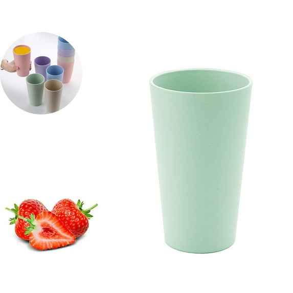 VQPeo Wheat Straw Cup - Reusable Plastic Cup for Kitchen - Dishwasher Safe and Microwave Friendly Drinking Cup - Reusable Plastic Cups for Daily Use