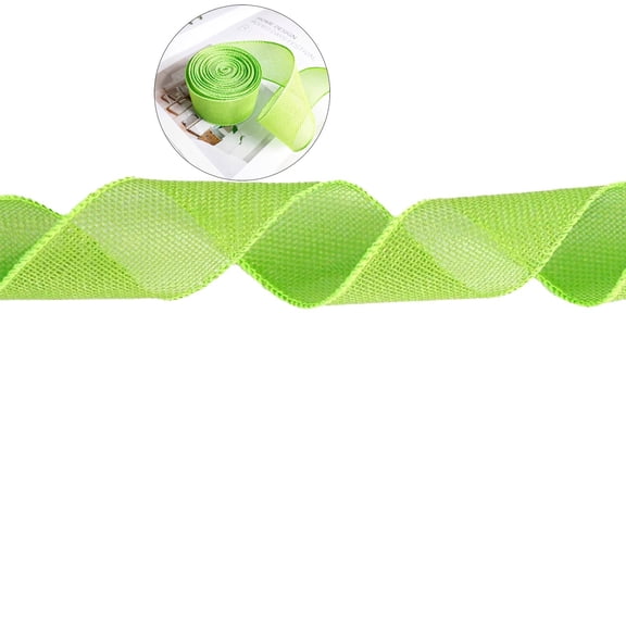 VQPeo Wired Edge Ribbons for Gift Wrapping, Bows, Wreaths, Christmas Trees, Flower Bouquets - Burlap Ribbon Fabric(Green)