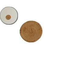 VQPeo Woven Coasters, Rattan Coasters, Round Wicker Coasters, Heat-resistant Drink Coasters for Coffee Table Housewarming Gifts Hot Drinking Home Decor Protecting Table