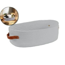 VQPeo Woven Cotton Storage Basket, Multipurpose Bathroom Organizer for Toilet Tank Top & Counters(Gray)