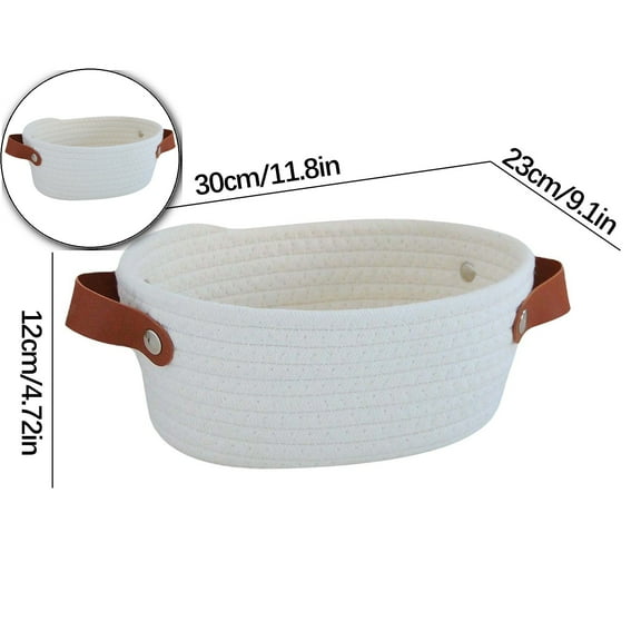 VQPeo Woven Rope Storage Basket, Handle Bin, Handcrafted Organizer Box for Entryway Tidying & Living Room Decor