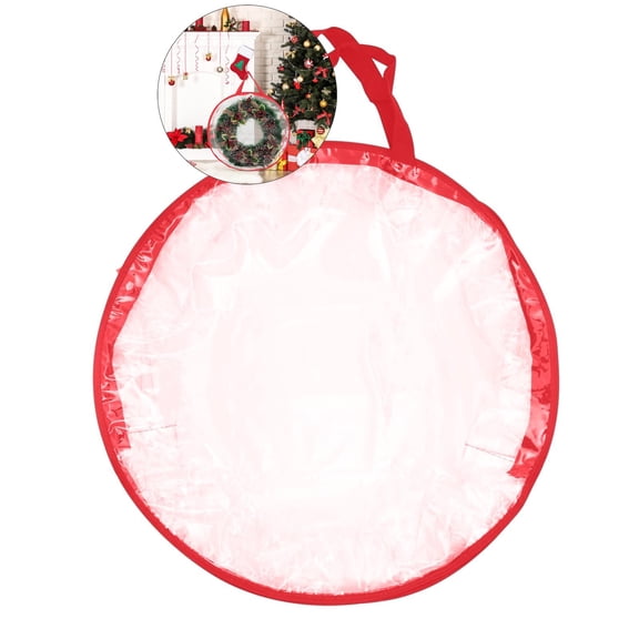 VQPeo Wreath Storage Bag, Heavy Duty Wreath Protector with Handle, Clear Container for Holiday Seasonal Wreath Garland Storage