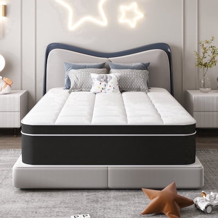VQRking Twin Mattress 12 Inch Hybrid in a Box, Twin Size Mattress for Kids & Adults, Pocket Coil Foam for Bunk Bed, Medium Firm, Motion Isolation & Pressure Relief, CertiPUR-US