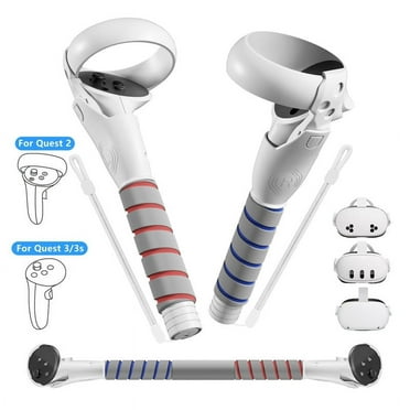 Controller Handle Attachments for Oculus Quest 3S/3/2 VR Accessories, Long Stick and Dual Handle Extension Grips Compatible with Meta Quest for Gorilla Tag Beat Saber Golf Club Baseball Multiple Game